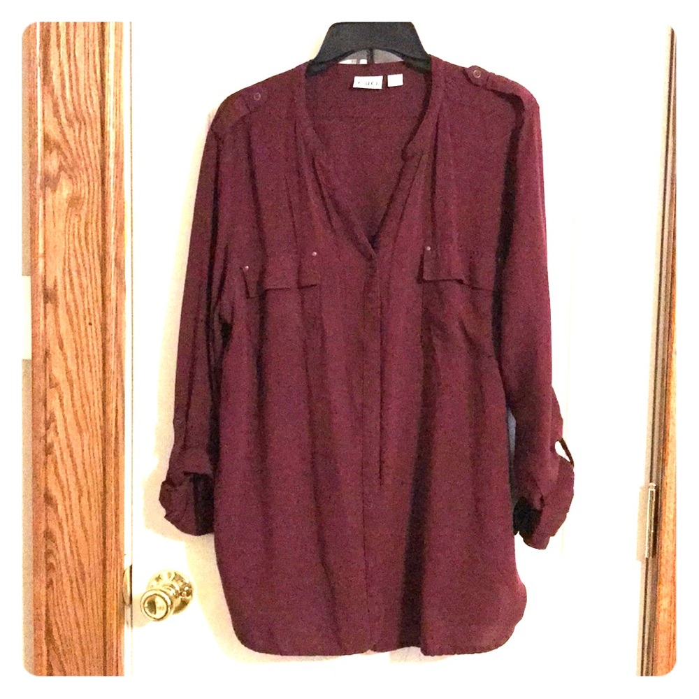 CATO Maroon button down blouse